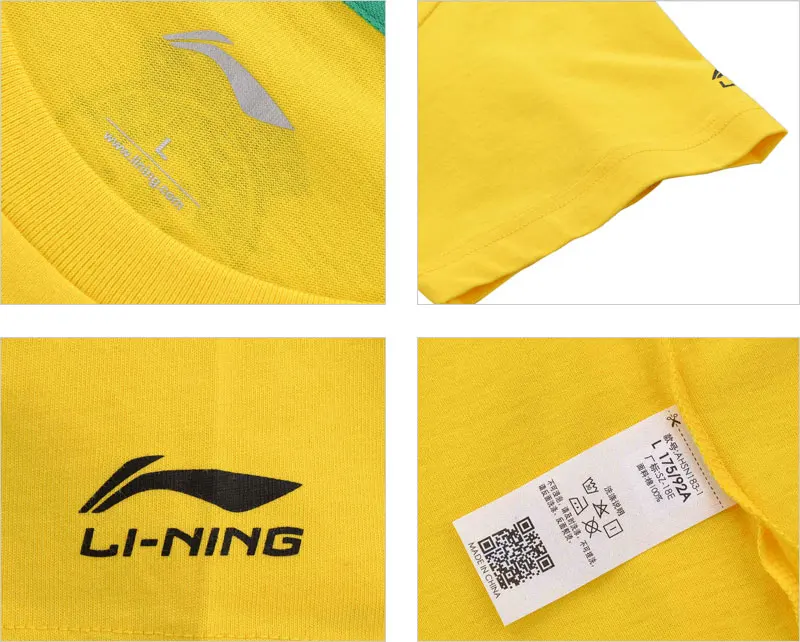 Li-Ning Мужская трендовая футболка из хлопка, Повседневная дышащая удобная спортивная футболка с подкладкой, топы AHSN183 MTS2774