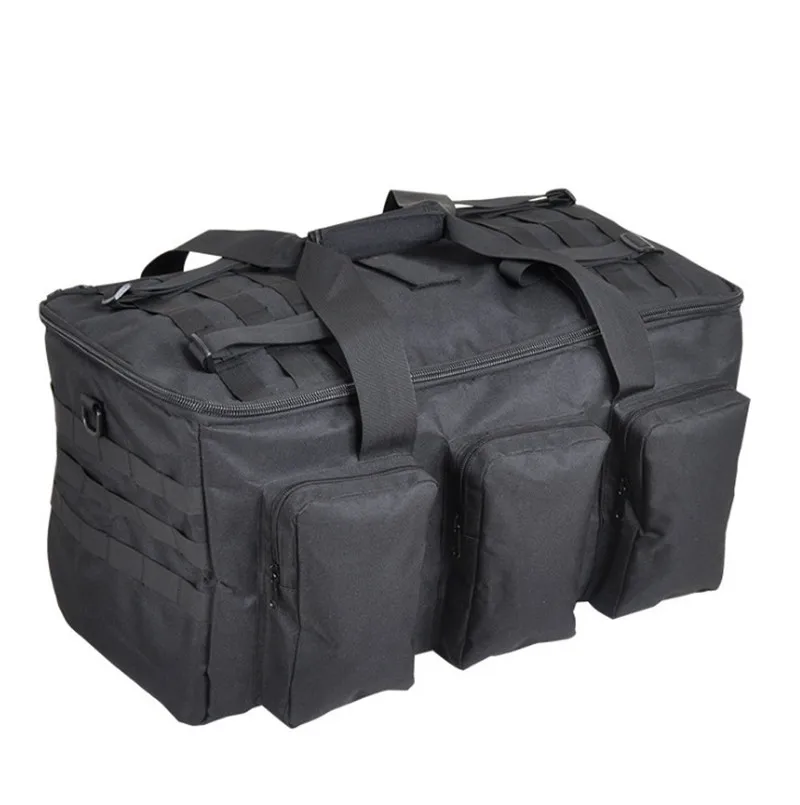 55Л Большой Вместительный рюкзак, многофункциональная спортивная Военная Тактическая Сумка 600D, Плотная нейлоновая Водонепроницаемая износостойкая сумка - Цвет: Black