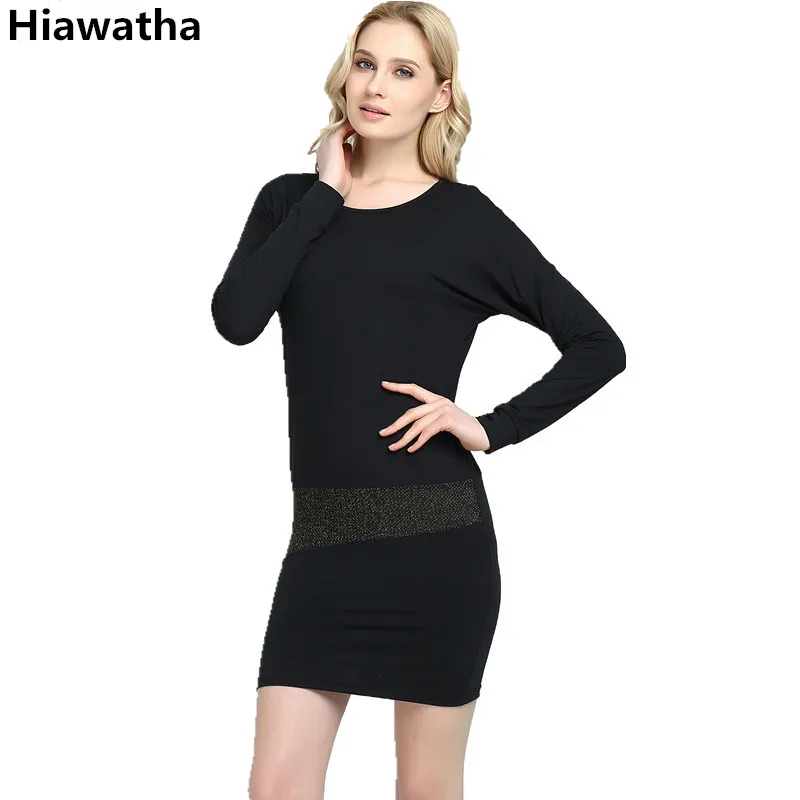 Buy Cheap Hiawatha Women Long Sleeve Dress Fashion Slim Sequined Patchwork Dresses 2017 Spring O-Neck Vestidos Mujer L8035