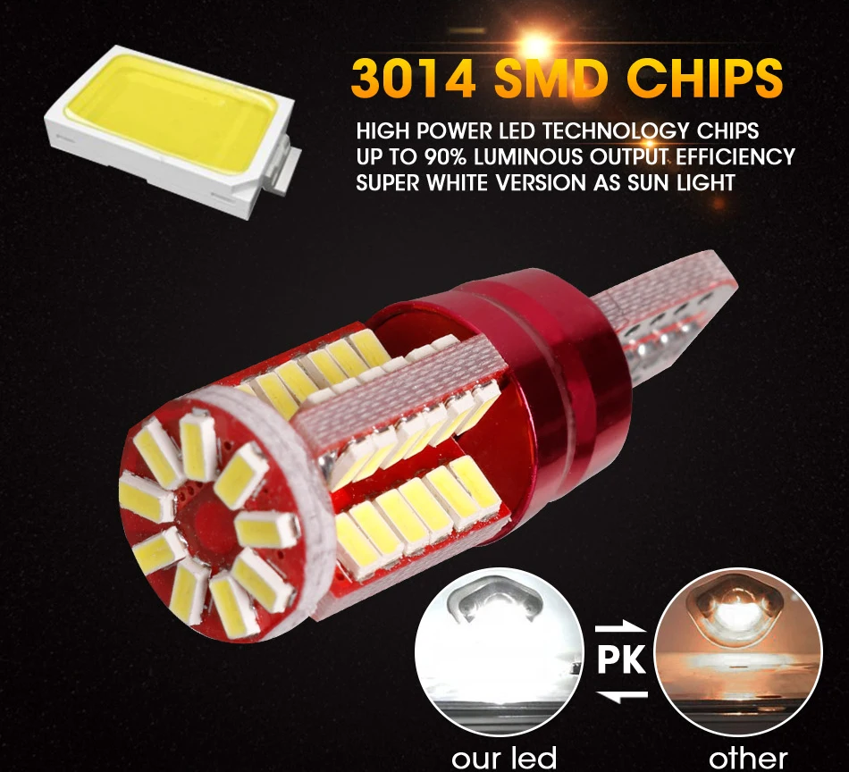 HLXG 10x T10/T15 светодиодный 57SMD W5W светодиодный Автомобильный интерьер, габаритный фонарь для SMD DC лампочка указателя поворота обратный задний фонарь 168 192 194 2825