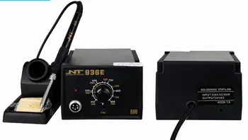 Online NT 936E 220V 60W Thermostat Adjustable Soldering Station, Hot Air Gun Heat Eletric Soldering Iron Kit Tool Welding Tip