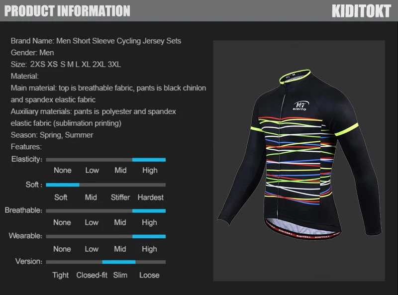 KIDITOKT Long Sleeves Cycling Jerseys Autumn Coolmax Cycling Clothing Breathable Mountain Bike Clothes Sportswear For Men