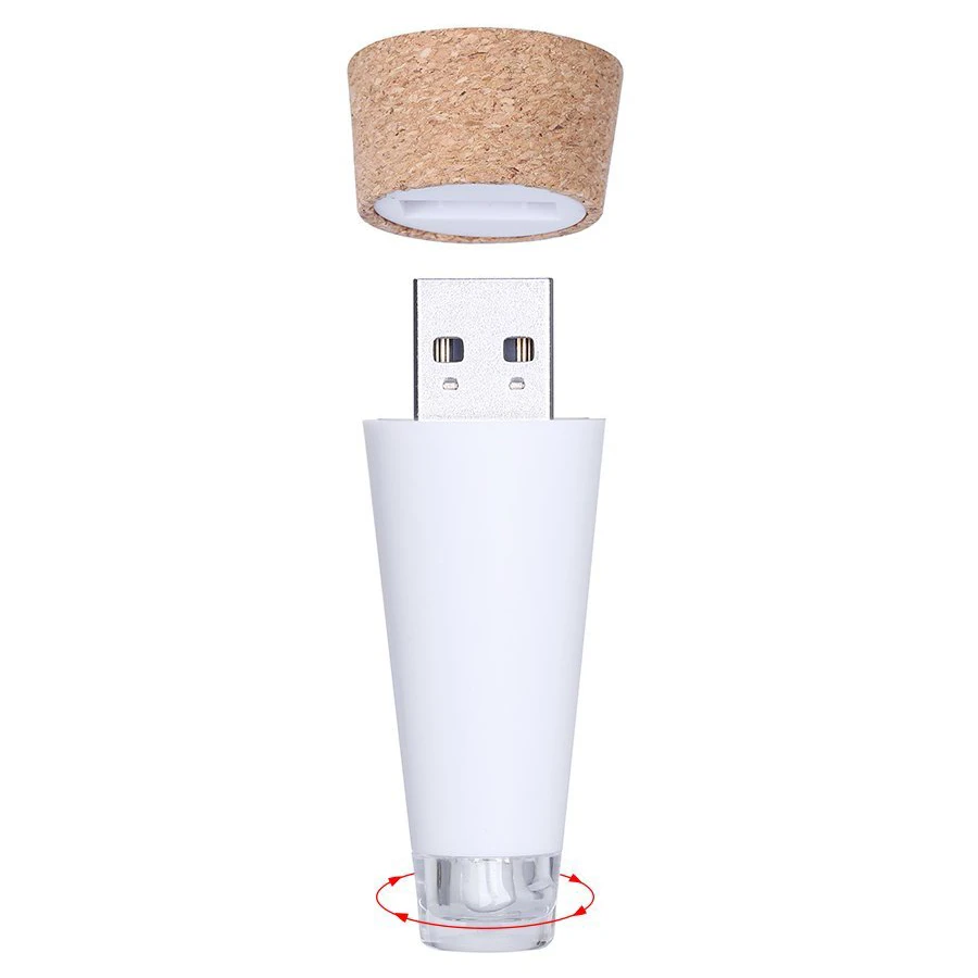 2 x USB Перезаряжаемый светодиодный свет формы пробки Декор пустые бутылки для вина-белый свет