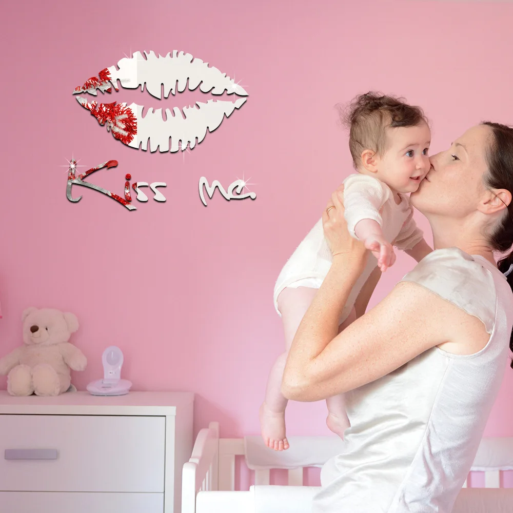 Kiss Me Mirror Wall Sticker Living Room Decor Wall Stickers For Girls