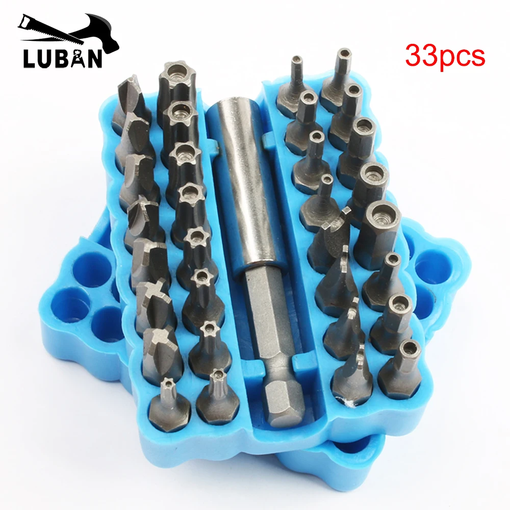 

33pcs Star Hex Key Mini Electric Screwdriver Screws Bits Accessories Holder Kits Chrome Vandium Security Bit Set Tamperproof