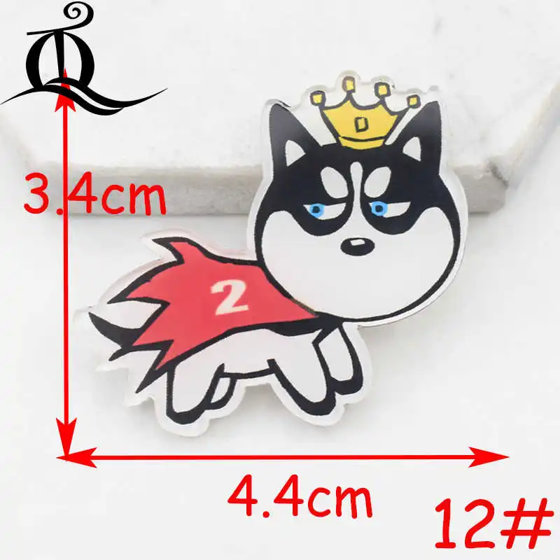 1 шт мультфильм значок значки на булавке акриловые Значки на одежду брошки каваи брошь из ПВХ, собака кошка для ткани и сумки Z42 - Цвет: No12