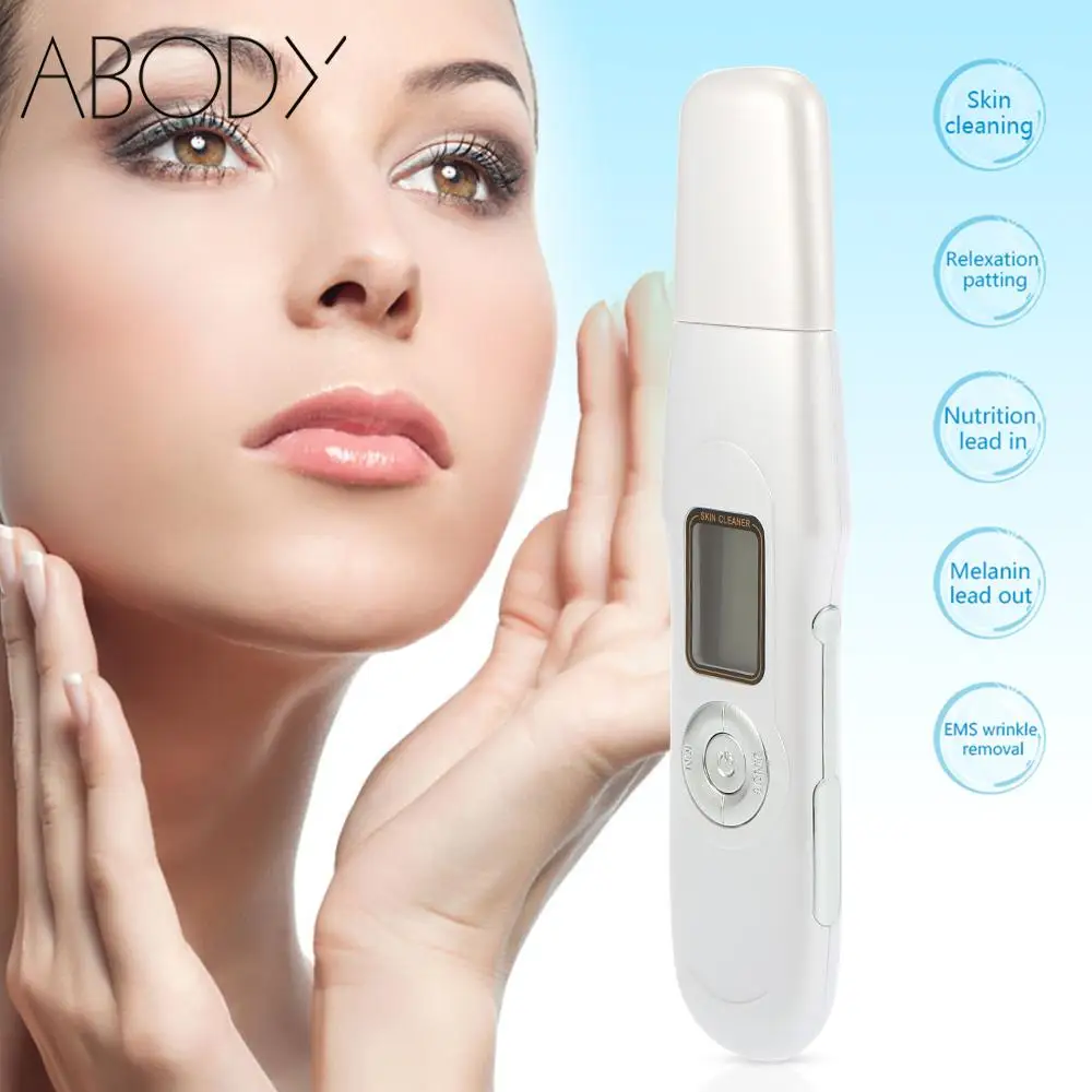Ultrasonic Face Cleaner Skin Scrubber LCD Anti aging Blackhead Wrinkle