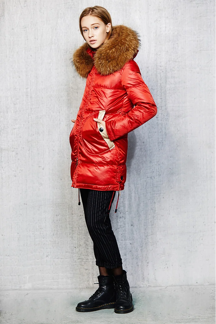 Women Winter Down Jacket Long Thick Coat Real Fur Collar Padded Down Coats Women Bright Outw (19)