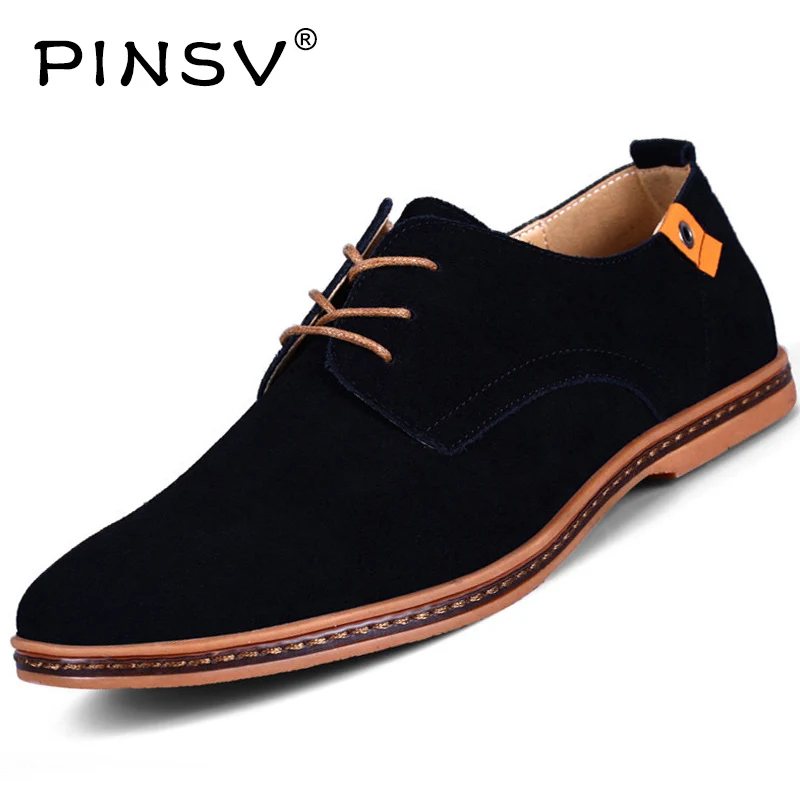 

PINSV Suede Shoes Mens Men Shoes Skateboarding 2017 Leather Shoes Sneakers Men Skateboard Black Lace Up Mens Shoes