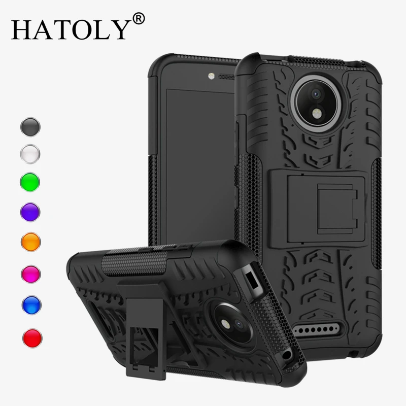 

HATOLY For Case Moto C Plus Cover Soft Silicone & Plastic Kickstand Case For Moto C Plus Case For Motorola Moto C Plus Fundas