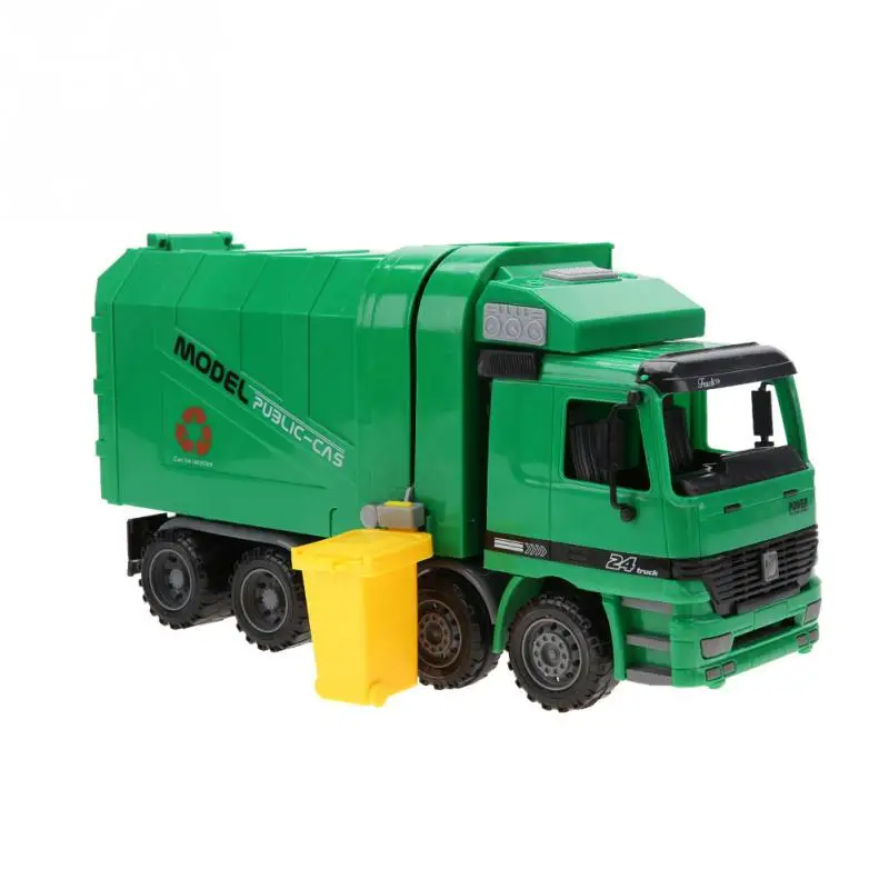 1:22 соотношение большой размер мусорная Игрушечная модель грузовика санитарный автомобиль мусоровоз игрушечные модели автомобилей для мальчиков Детский подарок - Цвет: Зеленый