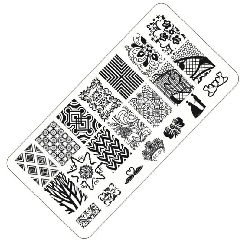 

1 Sheet Lace&Flowers Series Stamping Nail Art Image Plate, 6*12cm Stainless Steel Template Polish Manicure Stencil Tools BC-06
