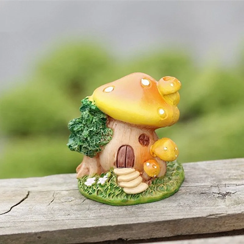 

Mini house mushroom fairy garden miniatures gnomes moss terrariums resin crafts figurines for home decoration accessories DIY