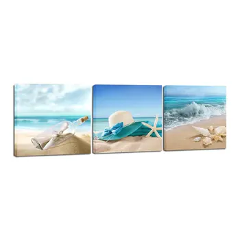 

Canvas Prints Seashell Bottle Beach Pictures Wall Art For Living Room Home Office Decorations