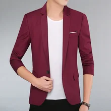 Подгонянный горячий мужской повседневный модный костюм с одной пуговицей тонкий сплошной цвет Дикий костюм мужской деловой блейзер