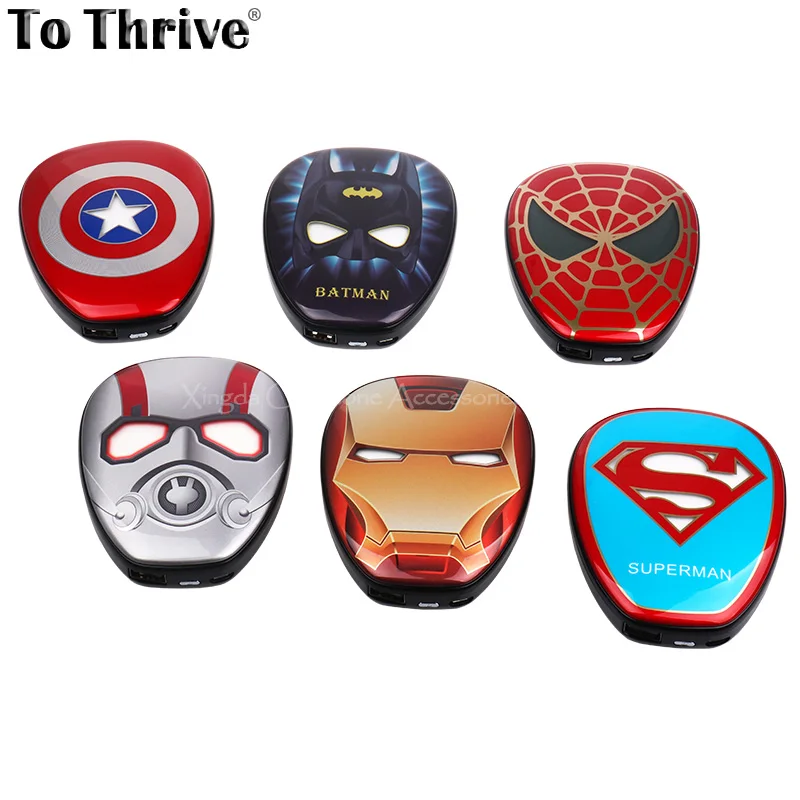 Real 6000mAh Power Bank Portable Marvel Super Hero Vengeance Alliance Captain Charger for Cellphones