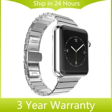 Браслет ссылка для iWatch Apple Watch 38 мм 42 мм Ремешок Из Нержавеющей Стали Бабочка Пряжки Ремешок Ремешок с Разъем Адаптера
