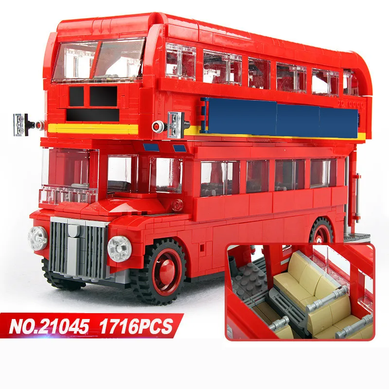 

Lepin 21045 1716Pcs Genuine Technic Series The London Bus Set Compatible Legoing 10258 Building Blocks Bricks Toys for Children