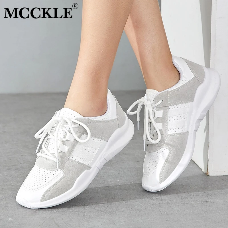 

MCCKLE Women Casual Flat Platform Sneakers Plus Size Female Air Mesh Lace Up Breathable Vulcanize Shoes Autumn Leisure Flats