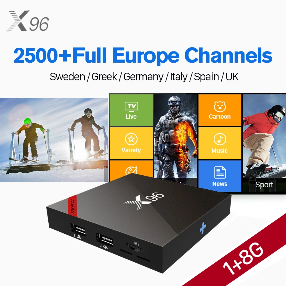 X96 Sweden Europe IPTV BOX Android 7.1 1G+8G Amlogic S905W  1 year IUDTV IPTV Subscription Spain Germany UK Sweden Italia IP TV