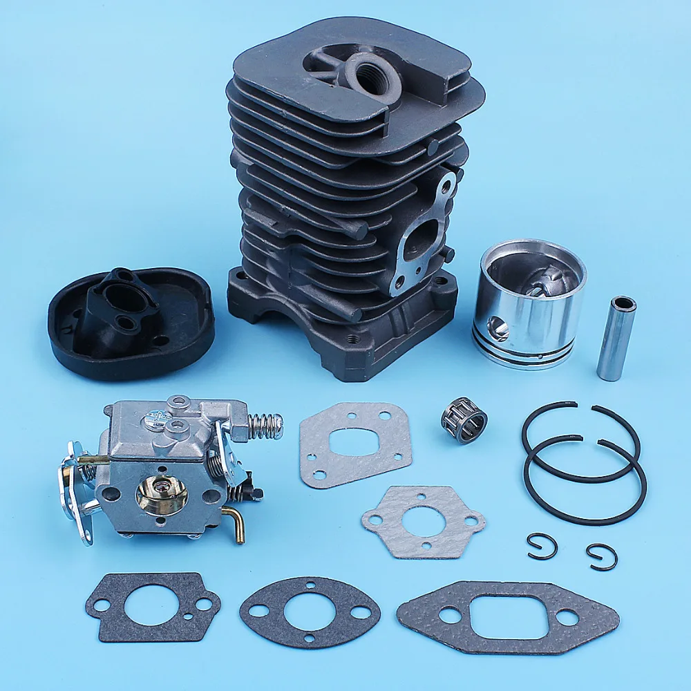 Cylinder Piston Carburetor Carb Gasket Kit For Partner 350 351 370 371 420 390 391 Formula 5000 Chainsaw 41mm Nikasil Plated 5
