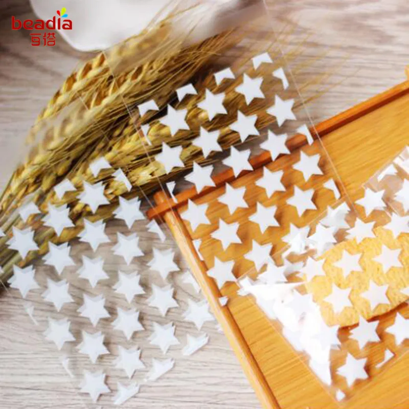 

50pcs 8x10 +3 cm Golden Star Design Adhesive Bag Cookies DIY Gift Bag For Christmas Wedding Party Candy Food Packaging Bag