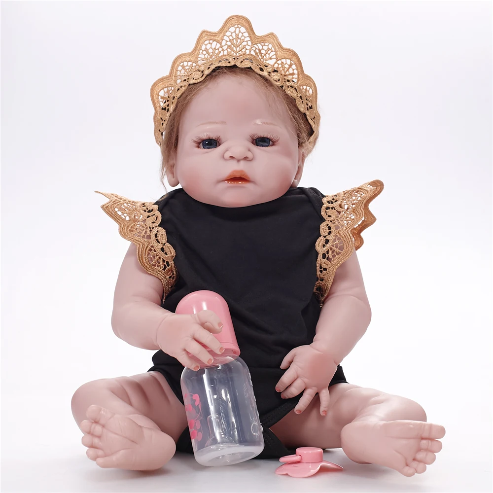 22 &quot56 см Reborn Baby Girl куклы Полный Силиконовые винил тела детей игровой дом