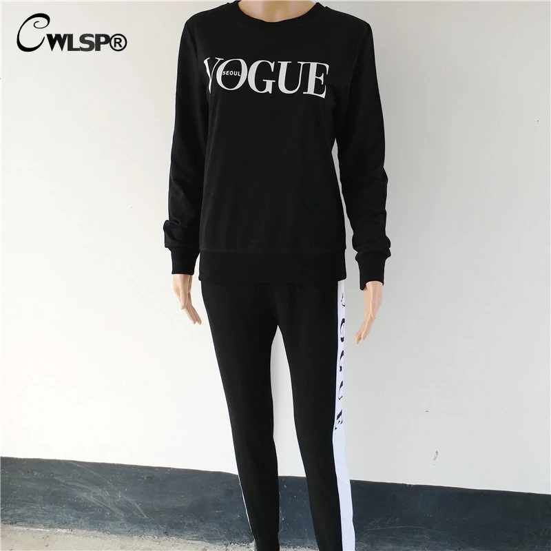 CWLSP 2018 летний спортивный костюм для Женский из двух предметов VOGUE с буквенным