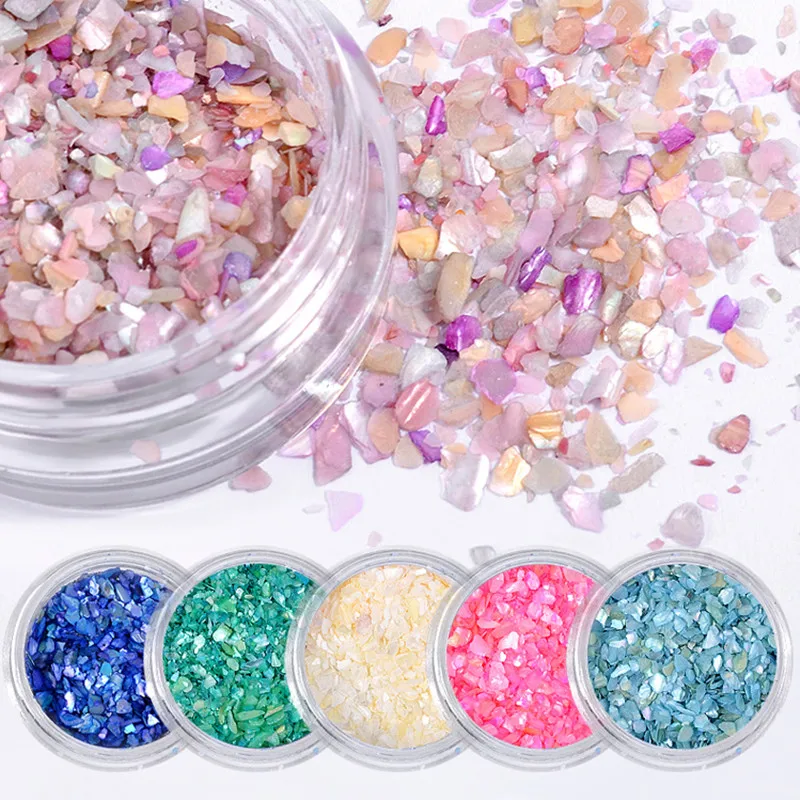 

6 Jars/Set 3D Shell Stone Nail Art Decorations Gravel Decor Jewelry Nail Tips Sequins Accessory DIY Tool for UV Gel Nail Polish