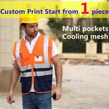 Spardwear Высокое качество Светоотражающие Orange жилет для мужчин hi vis жилет безопасности трафика жилет спецодежды