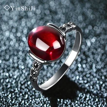 4 color wedding rings Vintage red silver 925 rings for women Retro Natural stone silver Ring set female jewelry gift