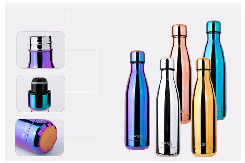 Европейский стиль, портативная бутылка для воды с вакуумной изоляцией из нержавеющей стали, Герметичный Термос с двумя стенками, горячая/холодная, 500 мл, для путешествий на открытом воздухе
