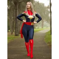 

Ms.Captain Carol Danvers Superhero Cosplay Costume Spandex Zentai Suit Halloween costumes for woman