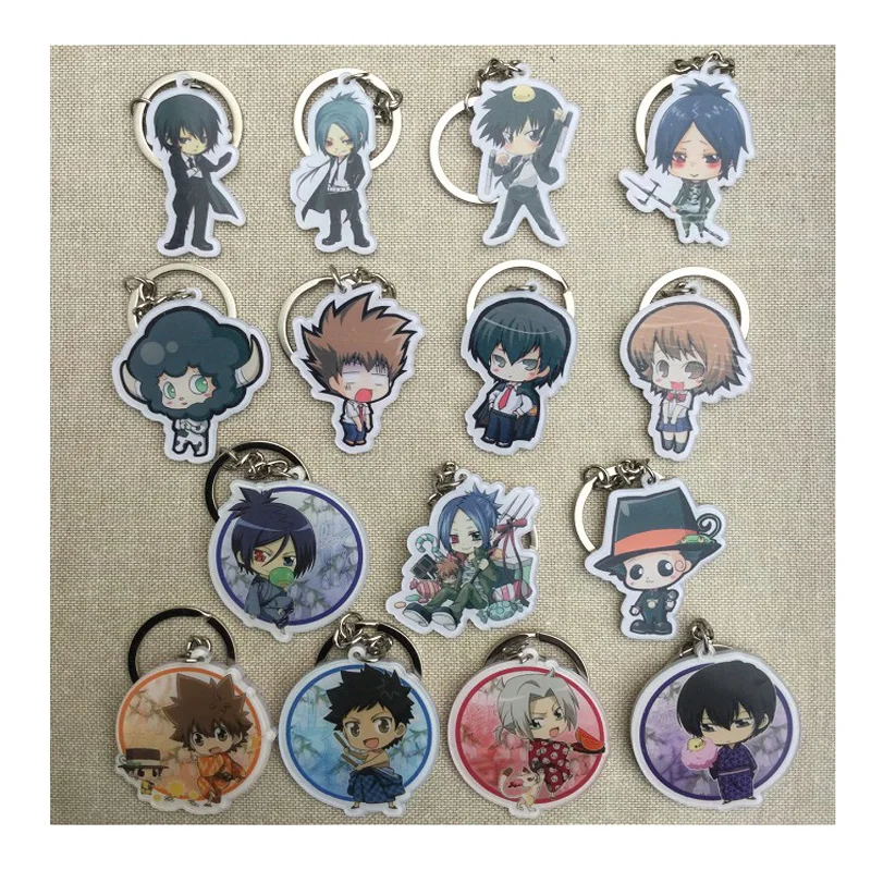 

De Llaveros Anime Keychain HITMAN REBORN Tsunayoshi Gokudera Hayato Takeshi Ryohei Kyoya Dokuro Portachiavi Keyrings Pendant
