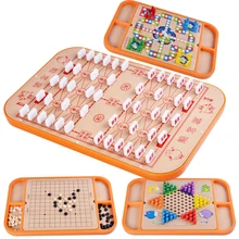 Шашки Летающие шахматы армейские шахматы 6 в 1 многофункциональная деревянная игра шахматы интеллект развлечение вечерние интерактивные игрушки