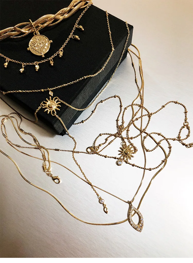 

Net red sexy goddess Europe and America flash sun tassel necklace cold wind clavicle necklace