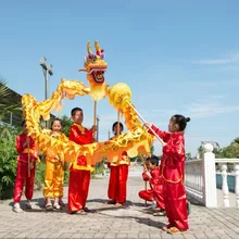 5,5 м 6 ребенок китайский дракон танец позолоченный народный фестиваль праздничный костюм для игры Loong