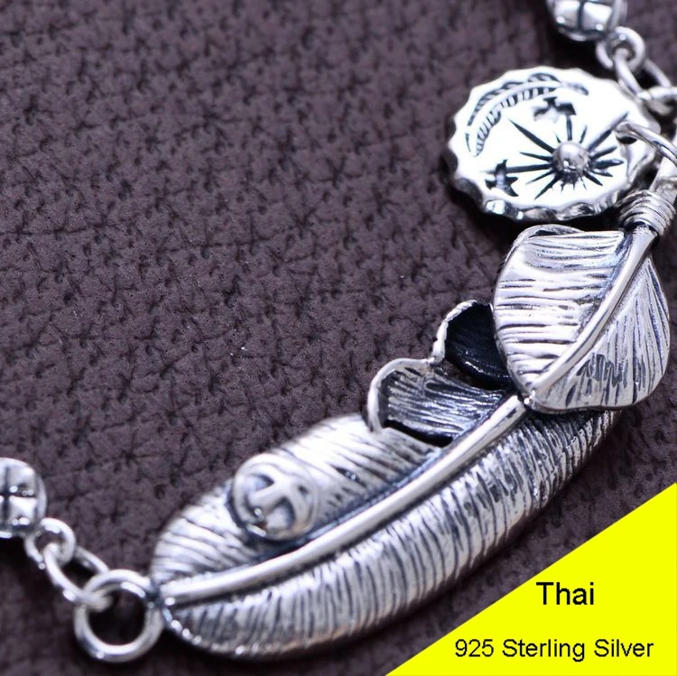 Fashion 925 Sterling Silver Vintage Handmade Eagle Feather Bracelet Women Thai Silver Lover Gift Jewelry CH052652 Fashion 925 Sterling Silver Vintage Handmade Eagle Feather Bracelet Women Thai Silver Lover Gift Jewelry CH052652