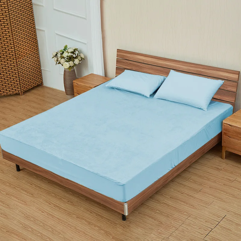 Solid Color Anti Dust Mite Tencel Bed Mattress Cover Air Permeable Mattress Fitted Sheet