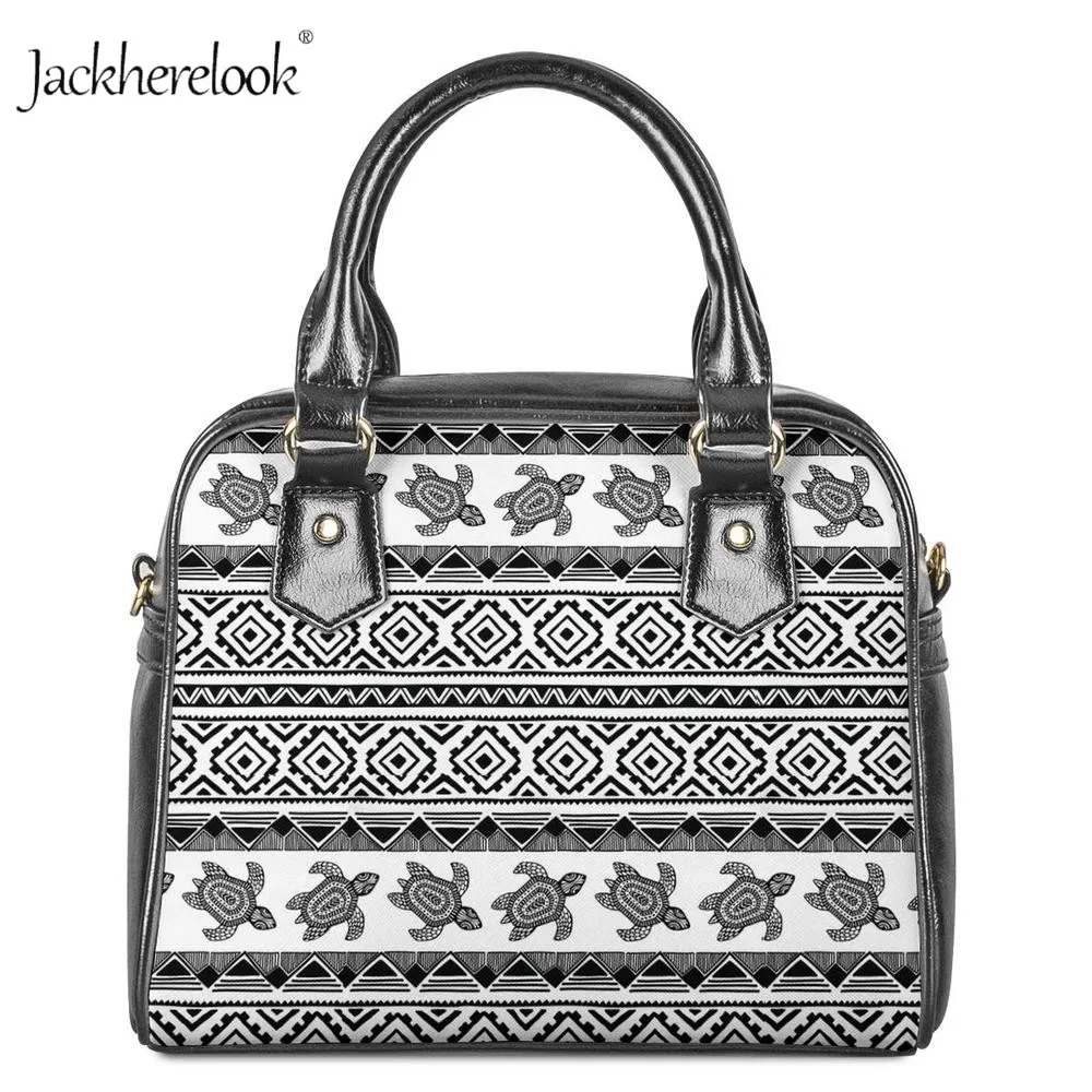

Jackherelook Sea Turtle Pattern Women Handbag Tribal Polynesian Style Shoulder Small Tote Bag Ladies Corssbody Messenger Bags