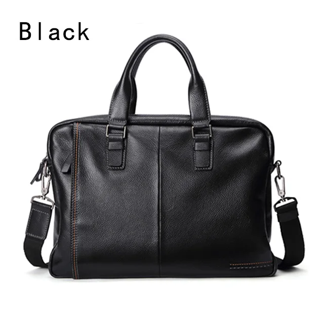 Новинка мужской портфель из натуральной кожи Модная Вместительная деловая сумка черная Мужская сумка через плечо для ноутбука мужской портфель - Цвет: black