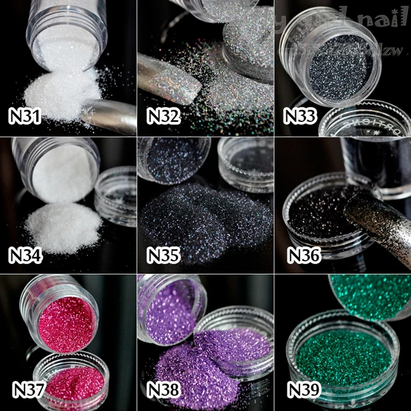 

2019 fashion 16 models optional table toe nail art decoration shiny gloss UV powder