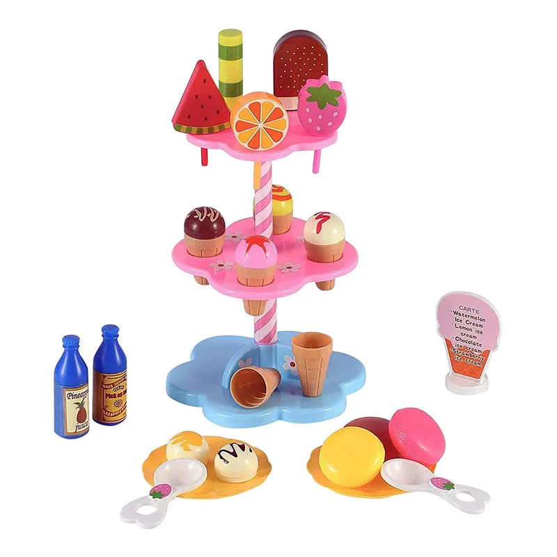 

Sweet Treats Ice Cream and DessertsTowers Stand - Pretend Play Food Toy Set for Kids Toddlers Play Playset Accessories Gift Toy