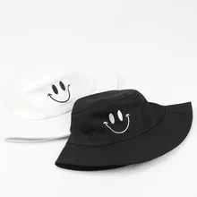 Из хлопка со смайликами панамка с вышивкой Рыбацкая шляпа на открытом воздухе Дорожная шляпа шляпы от солнца для мужчин и женщин 489