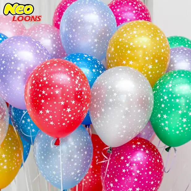 

50PCS/LOT 12" Latex Round-shape Printing Five Point Star Pattern Balloon Wedding Birthday Party Decoration