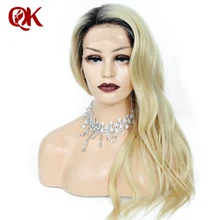 QueenKing hair Lace Front Wig 130 Density Ombre 1B 613 Blonde Silky Straight Preplucked Hairline 100