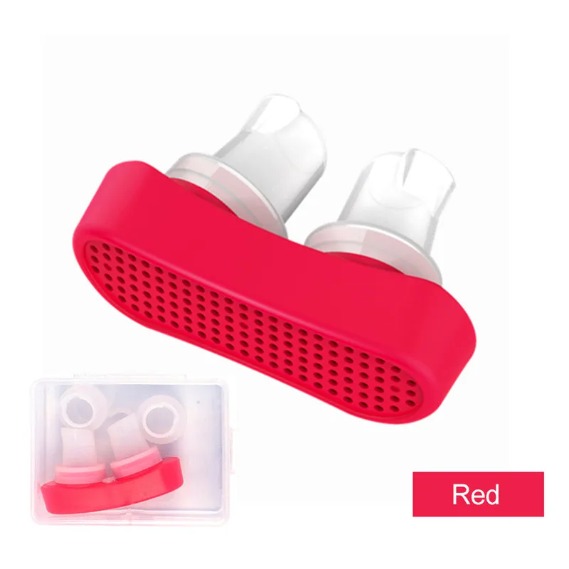 Силиконовый противохрапящий дыхательный аппарат для остановки носа, защита для сна, мини-храп, устройство для снятия храпа - Цвет: Красный