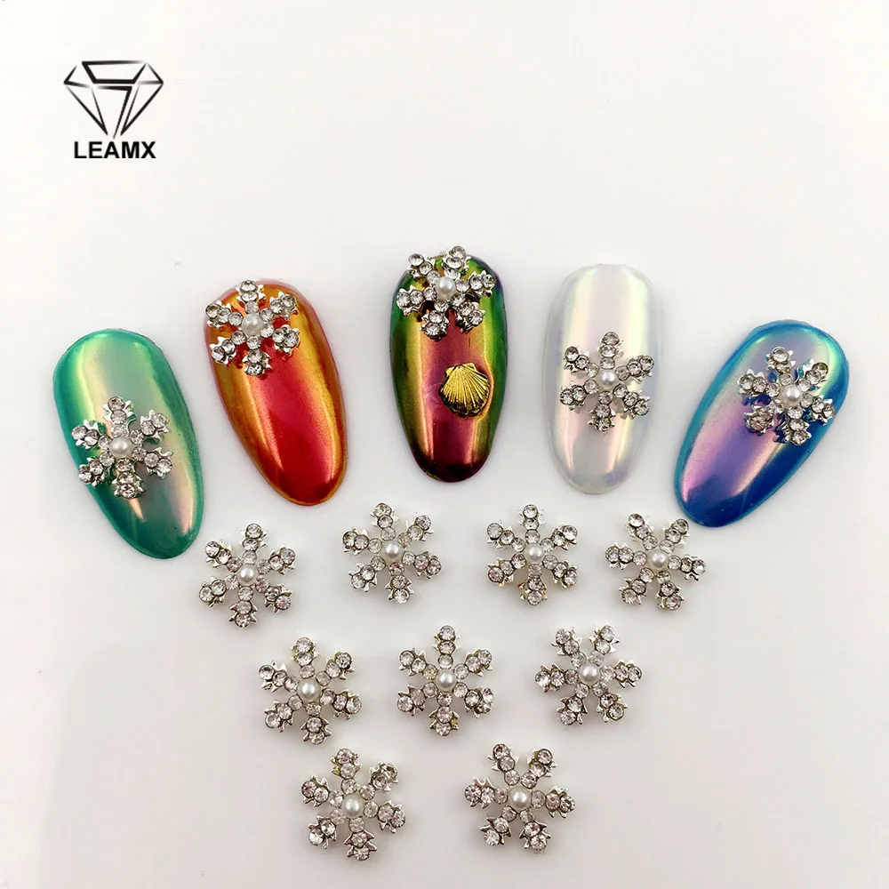 LEAMX Снежинка венок Стразы для ногтей дизайн Новогоднее украшение 3D Рождественский дизайн ногтей украшения Аксессуары