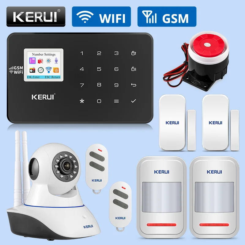 KERUI W18 GSM wifi охранная домашняя система охранной сигнализации приложение дистанционное управление движения пожарный детектор дыма датчик двери окна DIY Kit - Цвет: Kit 3