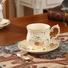 Набор керамических кофейных чашек, костюм из трех предметов с ложкой в европейском стиле, простая Роскошная чашка для кофе из Китая